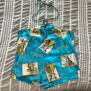 Y2K Old Navy French Riviera Halter Tie Top